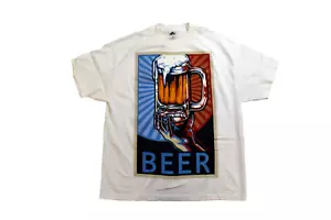 Big & Tall Bierkrug Frosty Beer Grafik weißes Herrenhemd neu mit Etikett 4XL - Bild 1 von 5