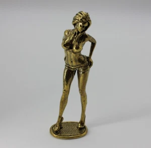 Frau Messing 103g Figur 10cm Statue Skulptur akt erotik sexy girl brass - Picture 1 of 10