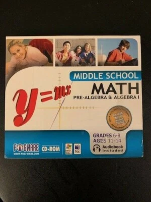 Fogware Middle School MATH Pre-Algebra & Algebra 1 PC CD ROM - NEW SEALED - Image 1 of 3
