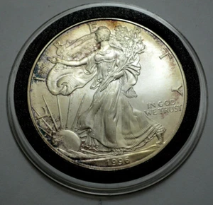 1996 American Silver Eagle Dollar 1 oz.999 Fine KEY DATE NAT.Toning UNC !.... - Picture 1 of 4