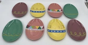 Threshold Egg Shaped Appetizer Plates Set of 8 Stoneware 4 Designs Easter Spring - Picture 1 of 8