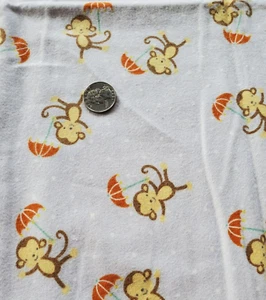 3/4 Yd Monkey Red Umbrella Cartoons Jo-Ann Snug Flannel Quilting Sewing Fabric - Picture 1 of 2