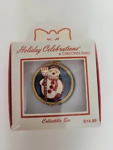 Christopher Radko Christmas Snowman Holiday Trinket Box Enameled Rhinestone NEW - Picture 1 of 5