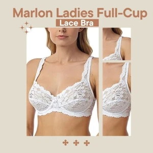 Marlon Ladies Full-Cup Lace Bra – Underwired Stretch Lingerie Black or White - Picture 1 of 7