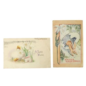 Circa 1900s A Joyful Easter Greetings Rabbits Chicks Eggs Vintage Postcards - Picture 1 of 16