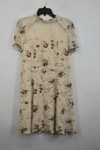 The Kooples Womens Cream Lace Inset Floral Silk Dress Ruffle Stand Collar $375 M - Picture 1 of 8