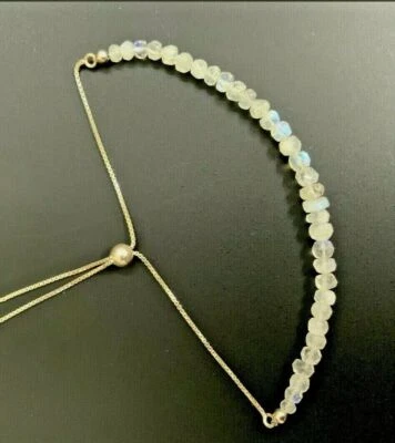 Bracciale a catena scorrevole in argento sterling 925 con pietra di luna... - Immagine 1 di 2
