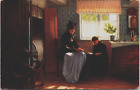 Artist Signed S. Hansen Girl & Grandmother Spinning Wheel Vintage Postcard C200