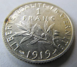 1919 France, 1 Francs, KM #844.1, Silver 0.835 - Picture 1 of 5