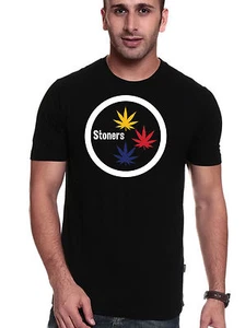Funny Themed Pittsburgh Steelers" Stoners" Pot Leaf Tshirt - Picture 1 of 2
