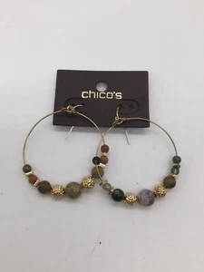 Chico’s Gold / Brown Multi Gold Hoop Earrings NWTS - Picture 1 of 2