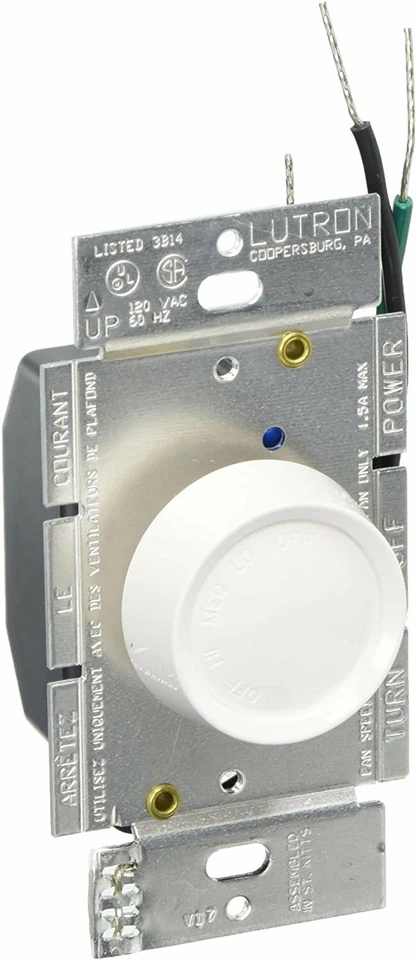 Controles totalmente variables de velocidad del ventilador de encendido/apagado giratorio Lutron FSQ-2FH-DK Foto 1 de 1