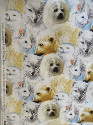 Giordano Studios by Spectrix Cotton  ANIMALS ALLOVER COTTON FABRIC  24"X44"  NEW - Image 1 of 4