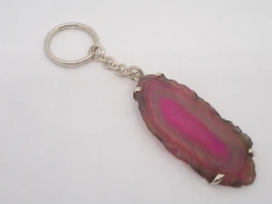 Schlüsselanhänger aus Silber 925 Und Achat Fuchsie - Stein Zäh - Brisa Schlüssel - Picture 1 of 3