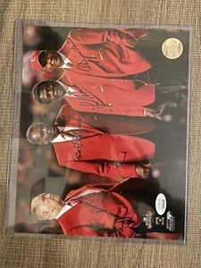 St. Louis Cardinals Red Jackets Signed 8x10 Photo 4 HOFs Gibson Brock +2 JSA COA - Picture 1 of 1