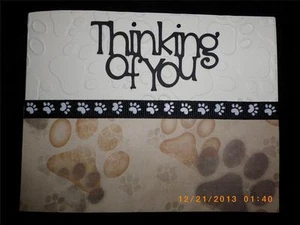 Handmade Beloved Pet Dog Cat Sympathy Card Embossed Thinking of You! Paws Sorry - Picture 1 of 1