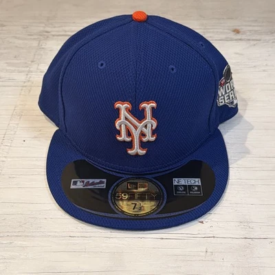 New Era 59Fifty New York Mets NE Tech 2015 Serie Mundial Parche Lateral Sombrero 7 1/2 Foto 1 de 4