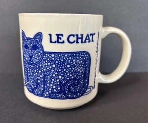 Taylor and Ng Kaffeebecher 1978 blau Le Chat Becher Katze Maus Garn Ball - Bild 1 von 8