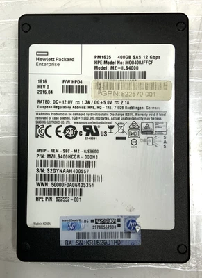 HP 400GB 12Gb/s SAS 2.5" SSD | MZILS400HCGR-000H3, MZ-ILS4000, PM1635 - Image 1 of 3