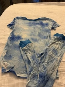 Little Sleepies Boy’s Children’s Pajamas Blue Tie Dye Size 12/14 - Picture 1 of 6