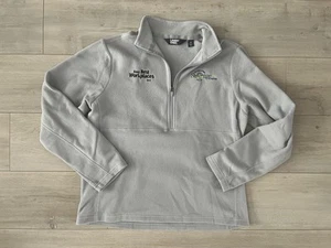 Mens LANDS END 1/4 Zip Pullover Fleece Jacket, Gray Corporate Logo, M, Free Ship - Picture 1 of 5