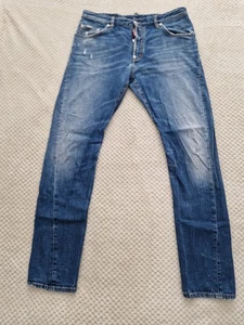 Dsquared2 Tapered Blue Jeans Size 50 Made in Italy Distressed Wash W34 L31 - Picture 1 of 14