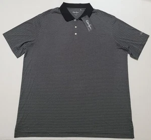 Walter Hagen Mens XXL Black Striped Essentials Polo NWT - Picture 1 of 9