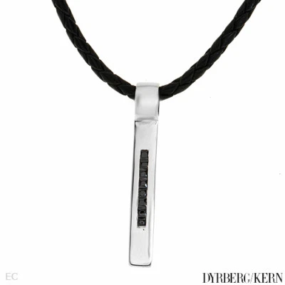 Collar Colección DYRBERG/KERN Colo con Ónix y Cuero Negro en Metal Base Foto 1 de 3