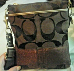 COACH CHELSEA , BROWN SIGNATURE CROSSBODY PURSE, PRESTINE COND., SEE PICTURE'S - Picture 1 of 11