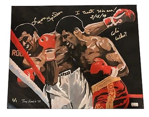 Leon Spinks Original Firmado 1/1 Pintura a Mano Certificado de Autógrafo Lienzo Muhammad Ali - Imagen 1 de 12