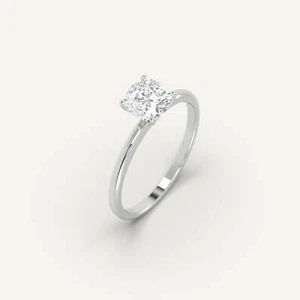 1 carat Cushion Cut Engagement Ring | Real Mined Diamond in 14k White Gold - Picture 1 of 6