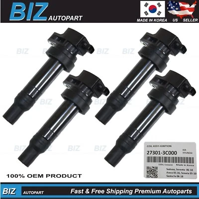 4PCS YURA OEM Ignition Coils for 2006-2019 HYUNDAI 2006-2018 KIA # 27301-3C000 - Imagem 1 de 4