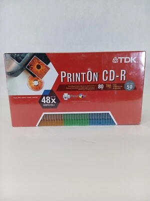 TDK Print On CD-R 80 MIN 700 MB  CASE 50 Pack Brand New Sealed Recordable - Image 1 of 3