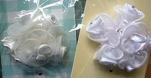 Bunch of 6 artificial Satin Rose with diamante on stems 25mm 2 colours-wedding - Picture 1 of 3