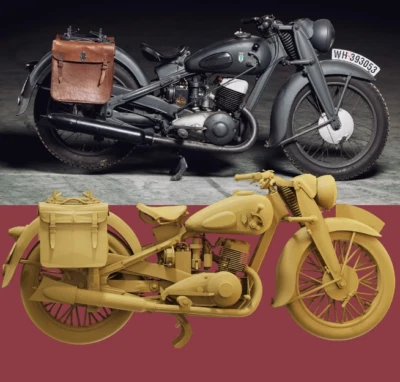 1/43 Resin DKW-NZ500 Motorbike Unpainted Unassembled - Image 1 of 4