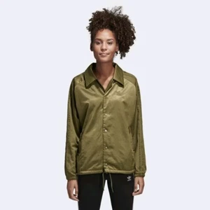 adidas Originals CE1683 3-Stripes Olive Windbreaker Jacket UK 12, US S-M New 789 - Picture 1 of 23