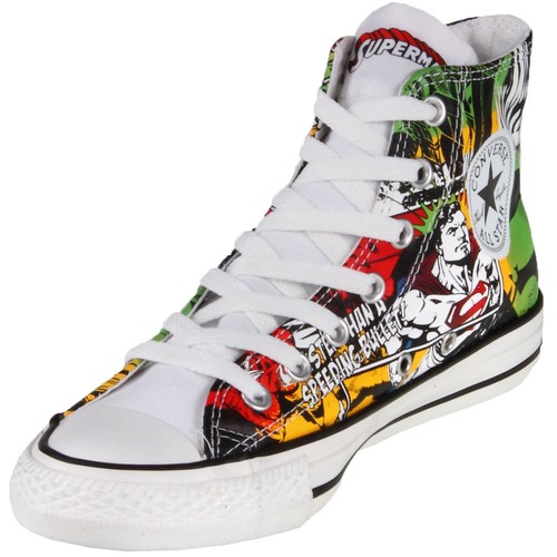 converse superman scarpe da ginnastica unisex hi top trainer stivali rari stampa fumetto rare