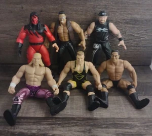Lot Of 6 Jakks 1998 6" Wrestling Figures HHH The Rock - Picture 1 of 9