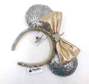 Castello Gioiello Argento Paillettes Parchi Disney Orecchie Minnie Bambini Nuovo Cappello Fiocco Fascia - Foto 1 di 5