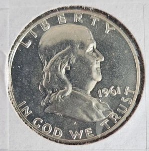 1961 GEM PROOF FRANKLIN HALF DOLLAR 90% SILBER - Bild 1 von 7