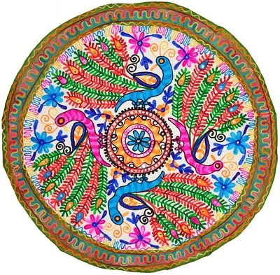 Classic Tablecloth throw table runner wall hanging boho tapestry peacock design - Image 1 of 4