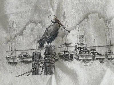 Vintage Boating Pelican Boats Marina Scene XXL  Big Tall Made In USA ! - Image 1 of 4