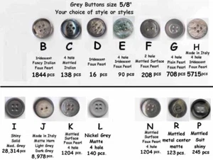 170 botones grises imitación perla o gris humo moteado de 5/8" - grandes cantidades disponibles. - Imagen 1 de 1