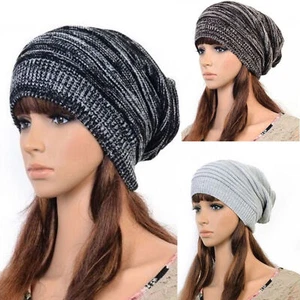 Unisex Strickmütze Lang Slouch Mütze Damen Herren Long Baggy Beanie - Picture 1 of 13