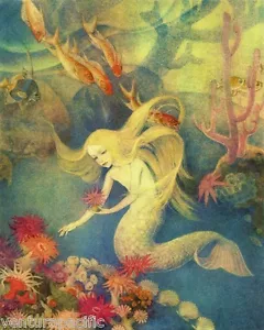 Little Mermaid by Dorothy Lathrop – Circa 1922 Fairy Tale Illustration Art Print - Picture 1 of 1