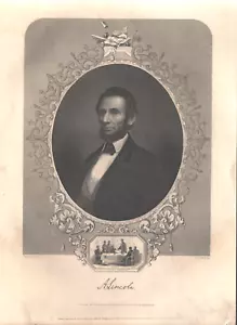 Abraham Lincoln - engraved portrait 1863 during his lifetime. - Picture 1 of 1