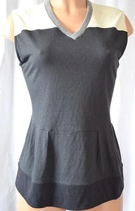MARNI Charcoal/Ivory Color Block Sleeveless Cotton Blouse Size 46 - Picture 1 of 8