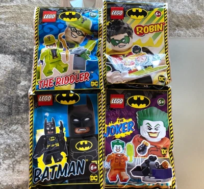 Lego Batman Minifigure Foil Lot - Batman/Robin/Joker/The Riddler - New Sealed! - Image 1 of 2