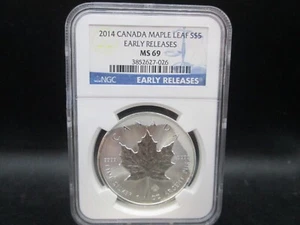 2014 Canada Maple Leaf .9999 Fine Silver 1 Ounce 5 Dollar NGC MS 69 Early Releases - Bild 1 von 4