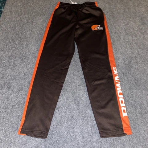 NFL Team Apparel Cleveland Browns Lined Warm Up Pants Elastic Waist Youth Medium Cover